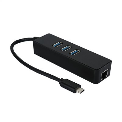 Juodas surinktas Shell USB C šakotuvas su Ethernet adapterio laidu