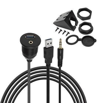 USB 3.{1}} Ir 3,5 mm AUX įleidžiamas vandeniui atsparus laidas, skirtas automobilinei transporto priemonei