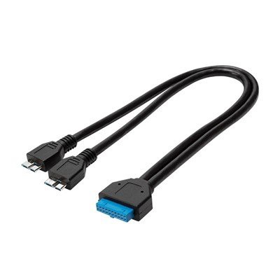 USB3.{1}} Kaiščio antraštės lizdas su 2 X Micro-B kištuku